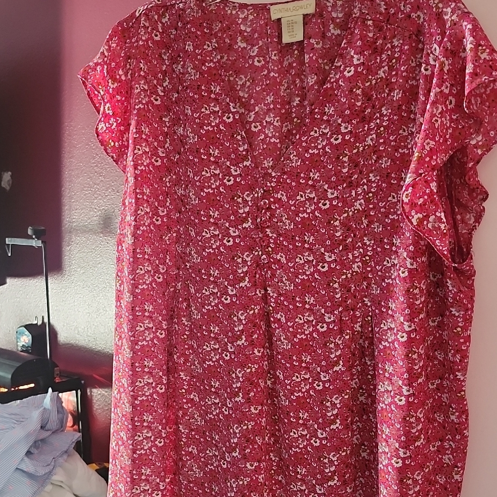 Cynthia Rowley Pink Floral Blouse